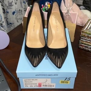 Antonio Melani Black Cutout Heels